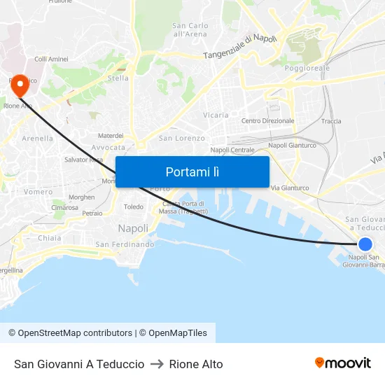 San Giovanni A Teduccio to Rione Alto map