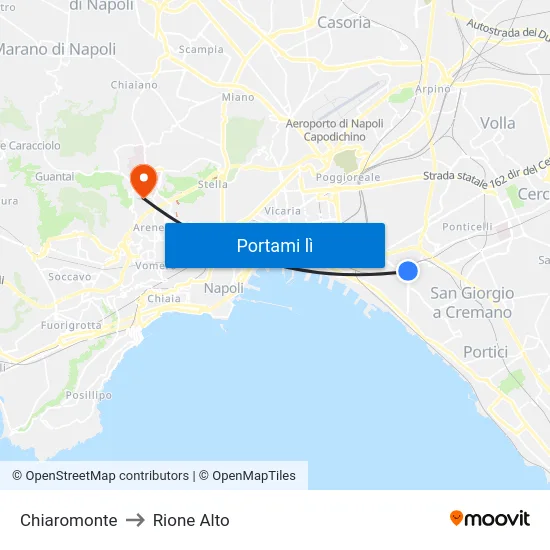 Chiaromonte to Rione Alto map