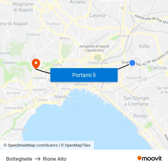 Botteghelle to Rione Alto map