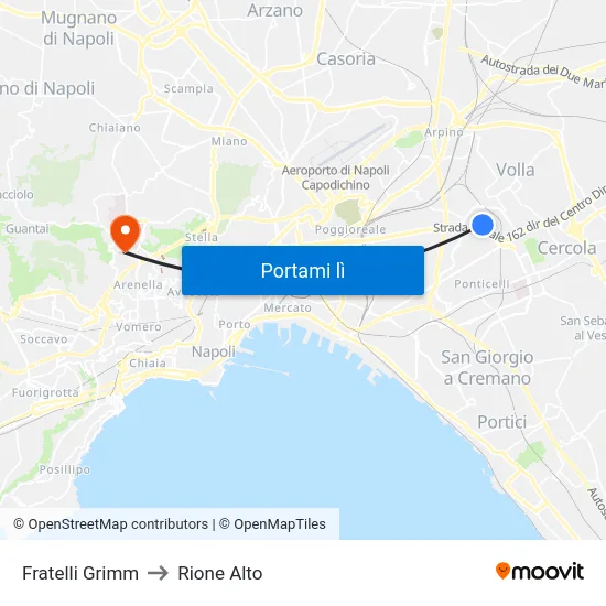 Fratelli Grimm to Rione Alto map