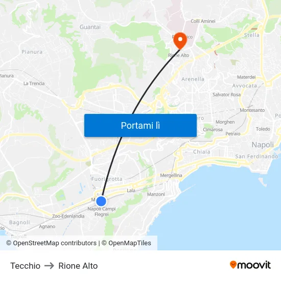 Tecchio to Rione Alto map