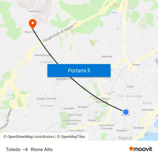 Toledo to Rione Alto map