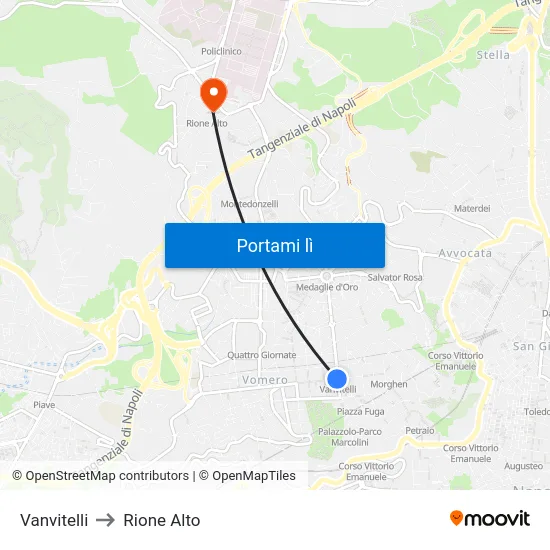 Vanvitelli to Rione Alto map