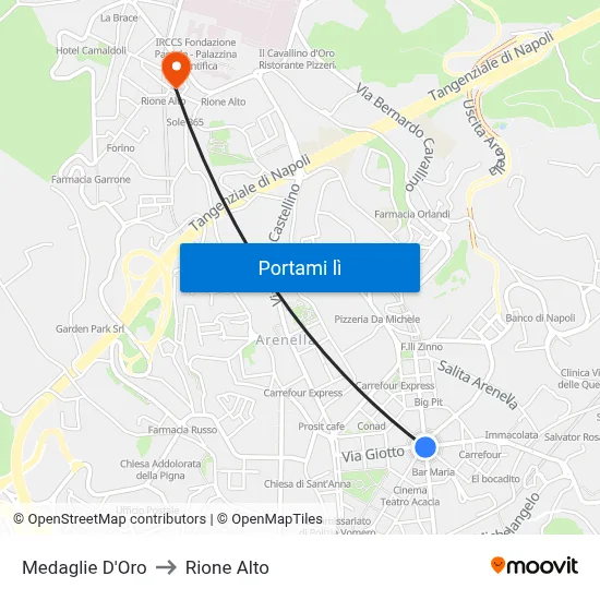 Medaglie D'Oro to Rione Alto map