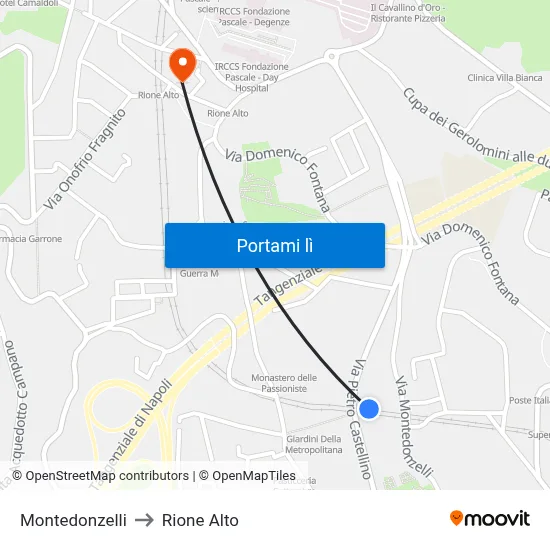 Montedonzelli to Rione Alto map