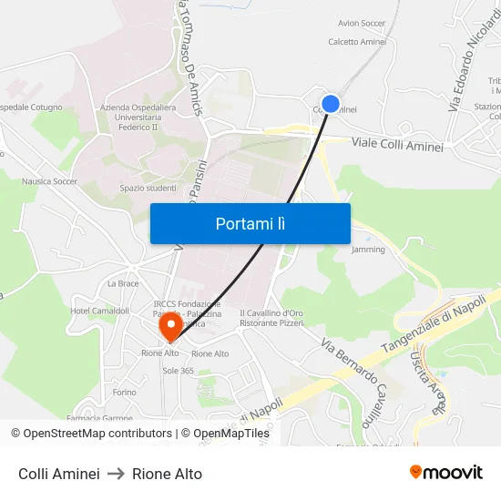 Colli Aminei to Rione Alto map