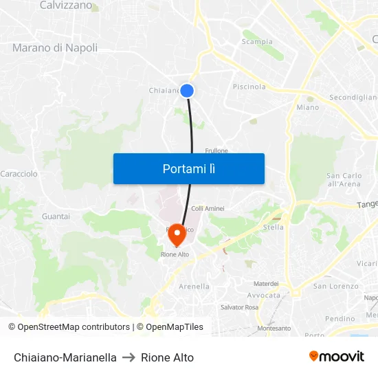 Chiaiano-Marianella to Rione Alto map