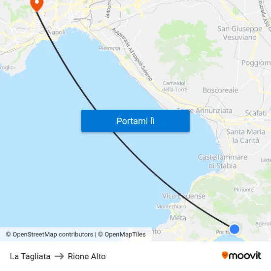 La Tagliata to Rione Alto map