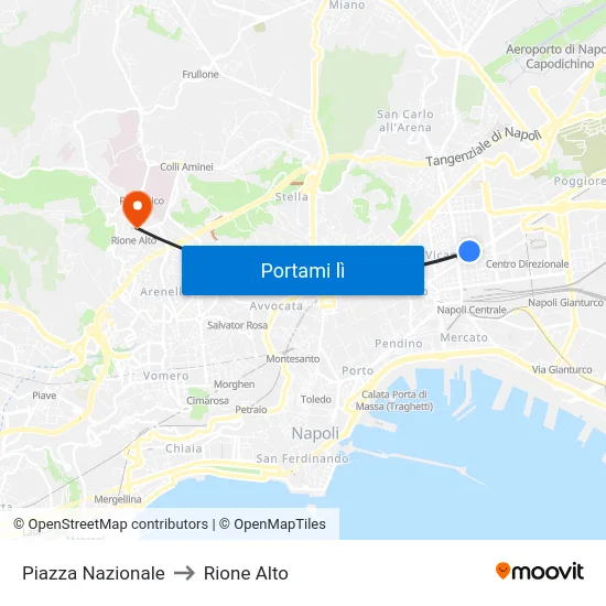 Piazza Nazionale to Rione Alto map
