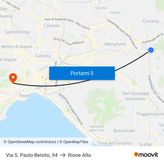 Via S. Paolo Belsito, 94 to Rione Alto map