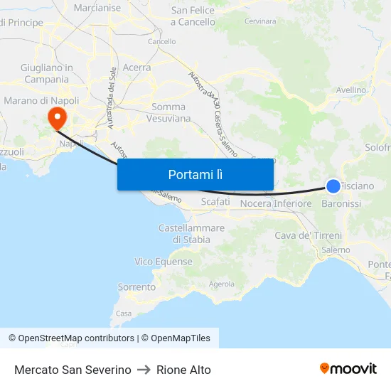 Mercato San Severino to Rione Alto map