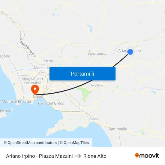 Ariano Irpino - Piazza Mazzini to Rione Alto map