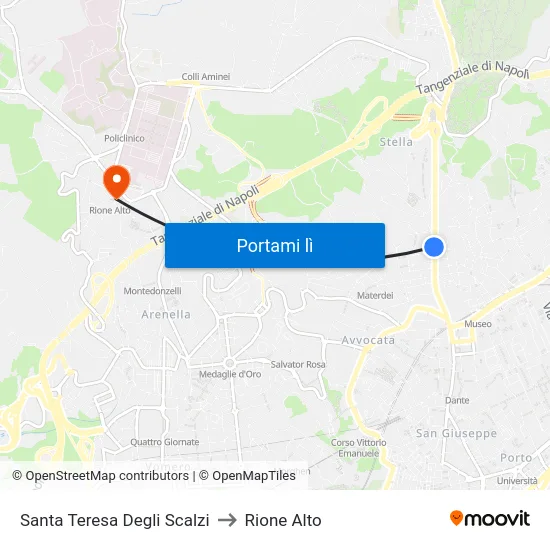 Santa Teresa Degli Scalzi to Rione Alto map