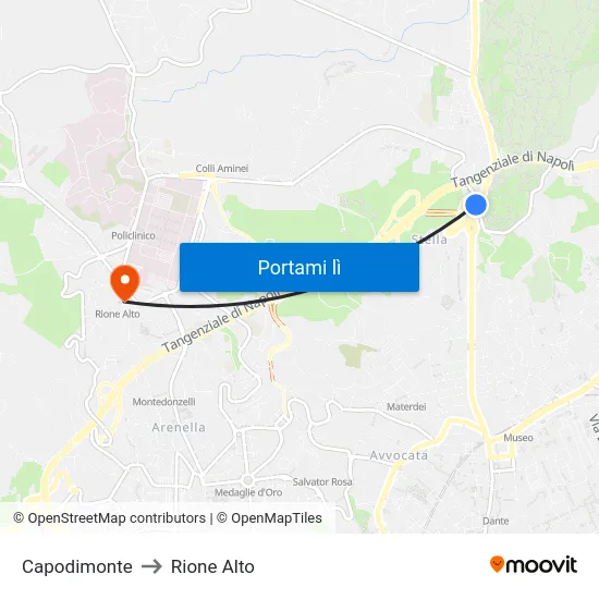 Capodimonte to Rione Alto map