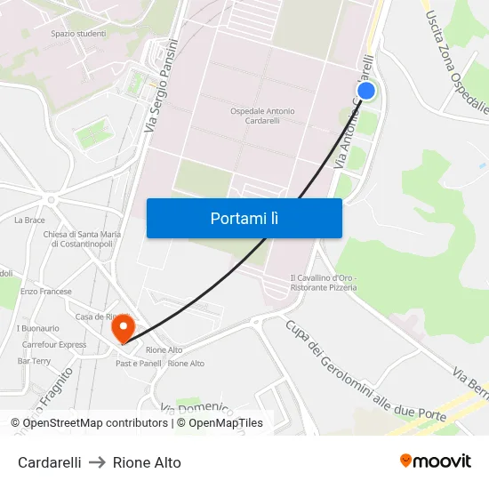 Cardarelli to Rione Alto map
