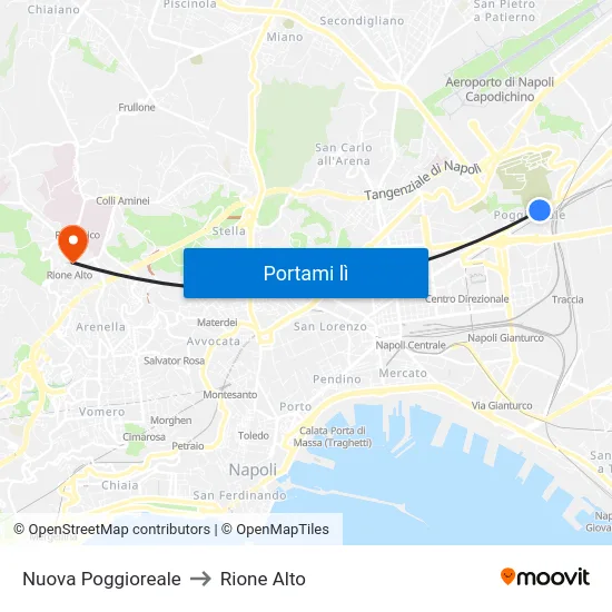 Nuova Poggioreale to Rione Alto map