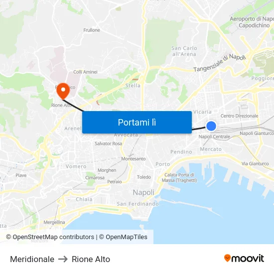 Meridionale to Rione Alto map