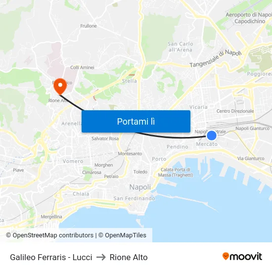 Galileo Ferraris - Lucci to Rione Alto map