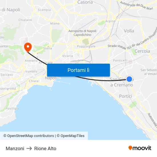 Manzoni to Rione Alto map