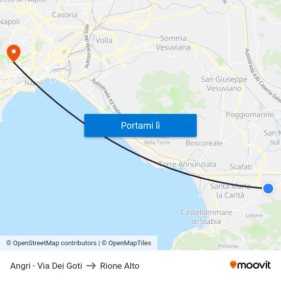 Angri - Via Dei Goti to Rione Alto map