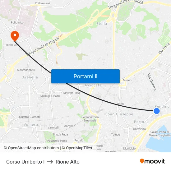 Corso Umberto I to Rione Alto map