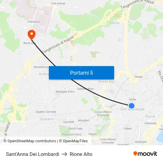 Sant'Anna Dei Lombardi to Rione Alto map