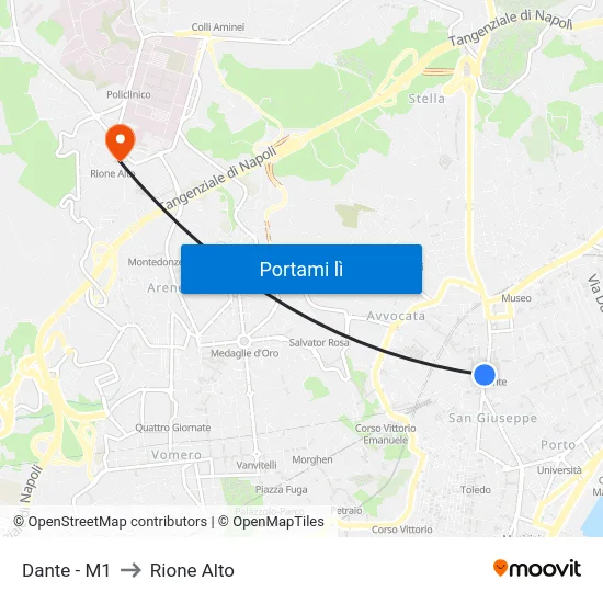 Dante - M1 to Rione Alto map