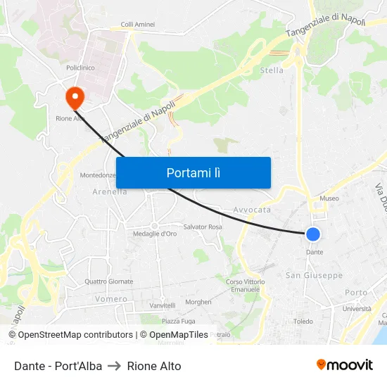 Dante - Port'Alba to Rione Alto map