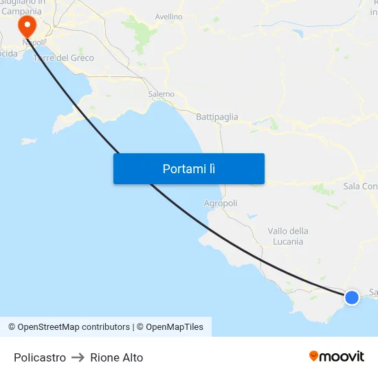 Policastro to Rione Alto map