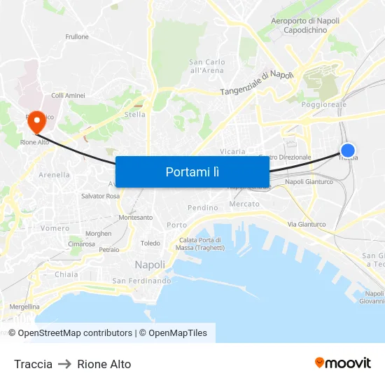 Traccia to Rione Alto map