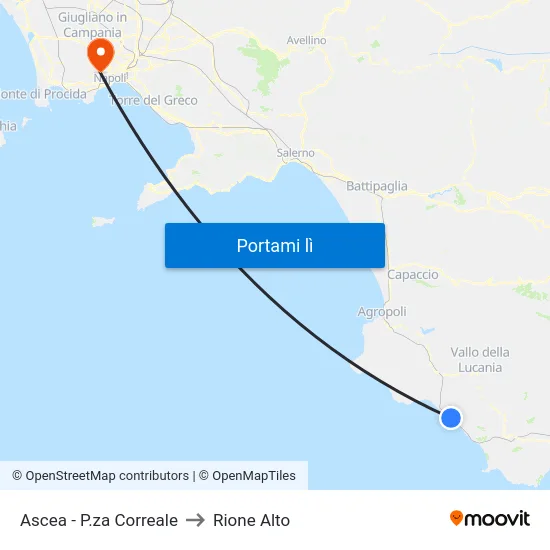 Ascea - P.za Correale to Rione Alto map