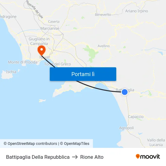 Battipaglia Della Repubblica to Rione Alto map