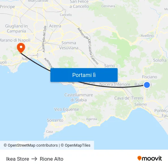 Ikea Store to Rione Alto map