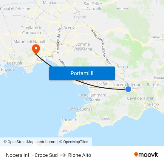 Nocera Inf. - Croce Sud to Rione Alto map