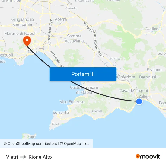 Vietri to Rione Alto map