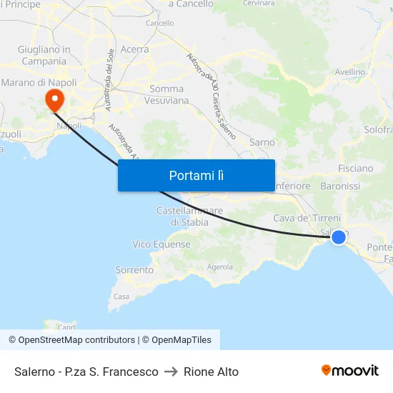Salerno - P.za S. Francesco to Rione Alto map