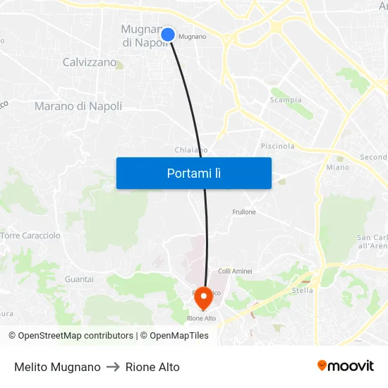 Melito Mugnano to Rione Alto map