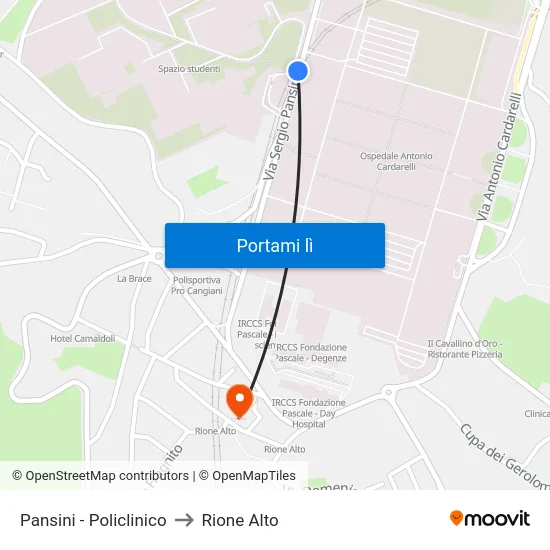 Pansini - Policlinico to Rione Alto map