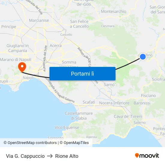 Via G. Cappuccio to Rione Alto map