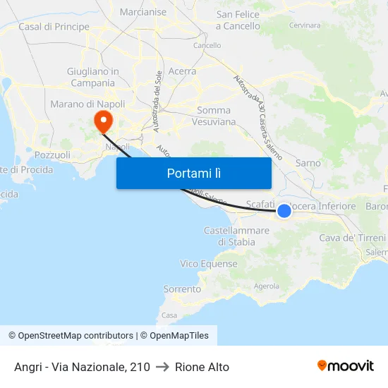 Angri - Via Nazionale, 210 to Rione Alto map