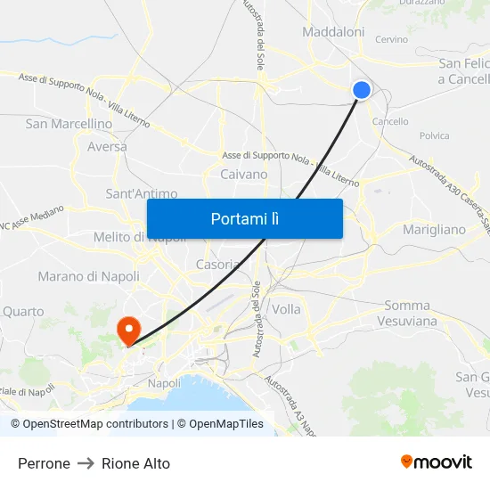 Perrone to Rione Alto map