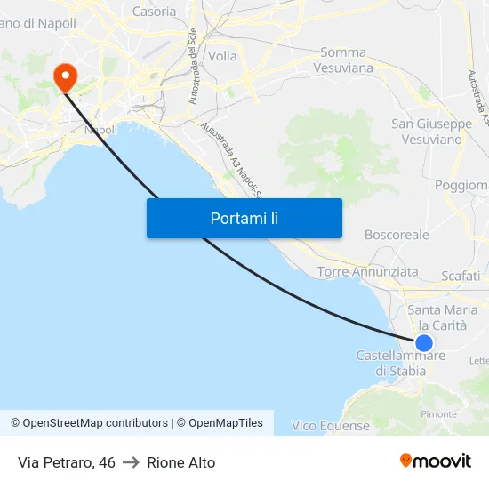 Via Petraro, 46 to Rione Alto map