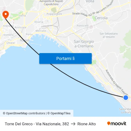 Torre Del Greco - Via Nazionale, 382 to Rione Alto map