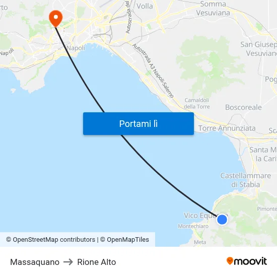 Massaquano to Rione Alto map