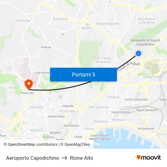 Aeroporto Capodichino to Rione Alto map