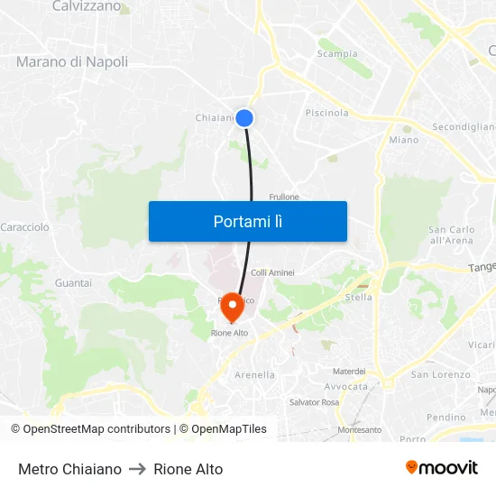 Metro Chiaiano to Rione Alto map