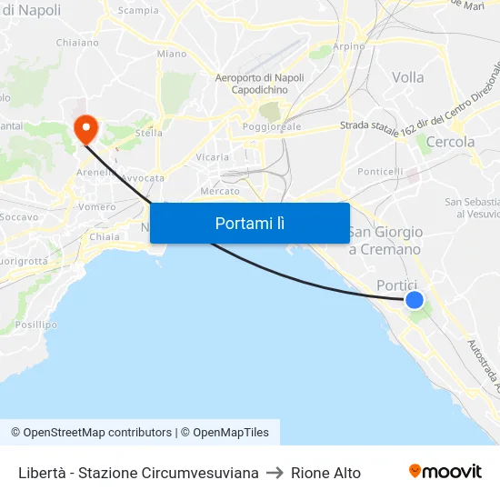 Libertà - Stazione Circumvesuviana to Rione Alto map