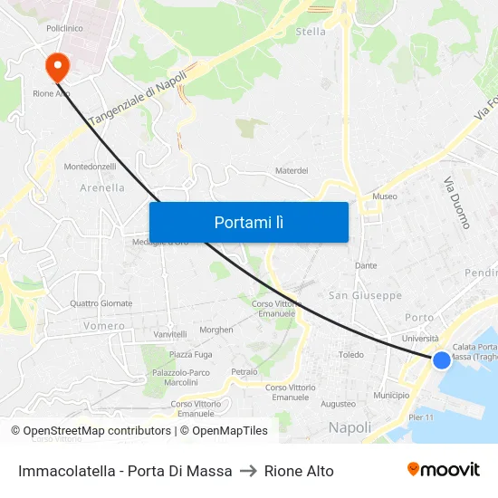 Immacolatella - Porta Di Massa to Rione Alto map