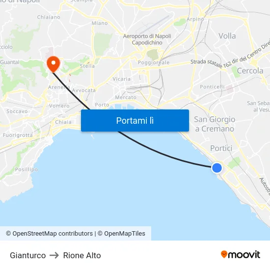 Gianturco to Rione Alto map