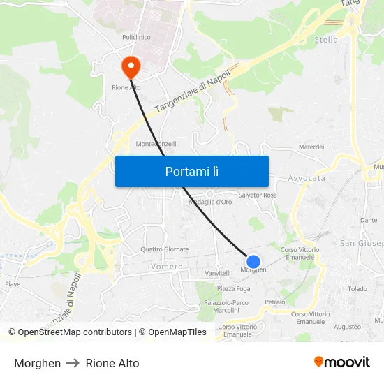 Morghen to Rione Alto map